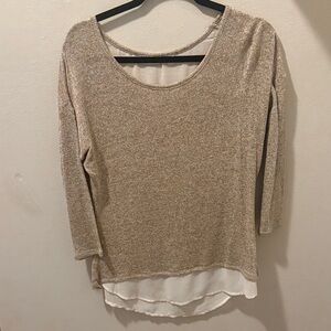 Tan and cream/goldish color sparkly top from New York and company